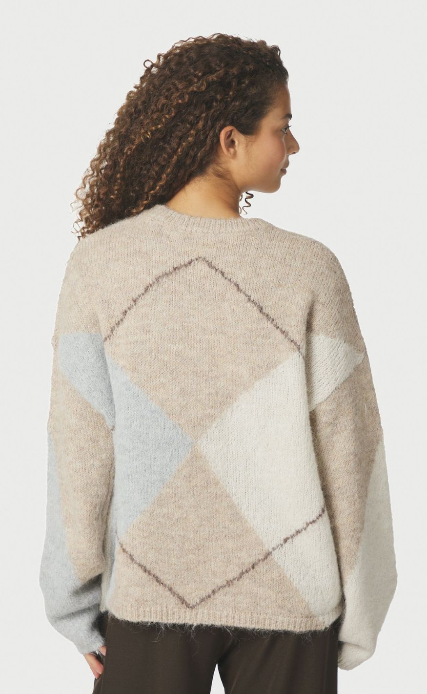 Neo Noir Strik - Inga Check - Beige Melange