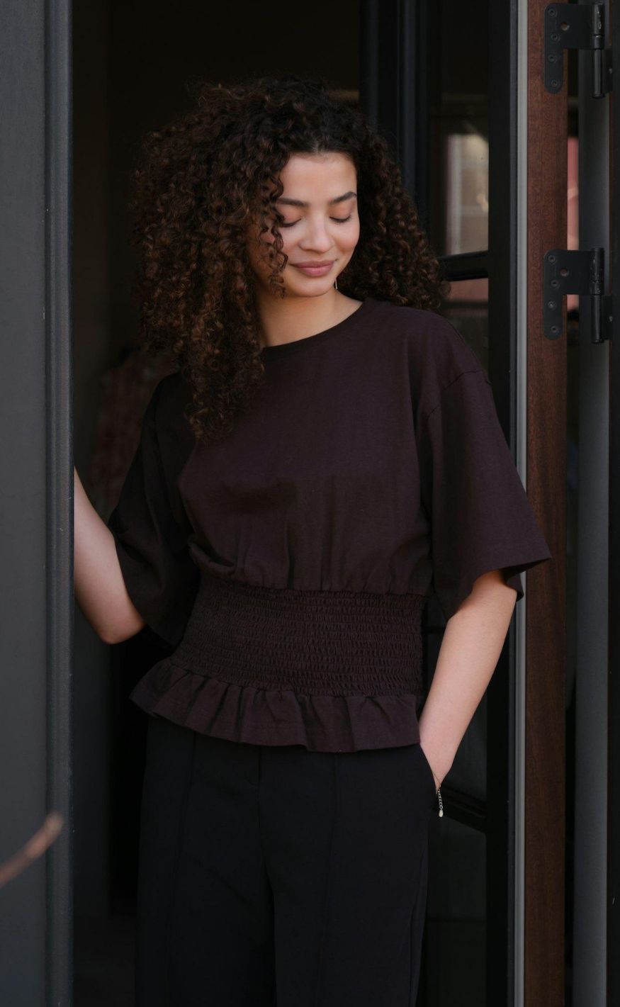 Neo Noir T-shirt - Dray Boxy Smock - Dark Brown