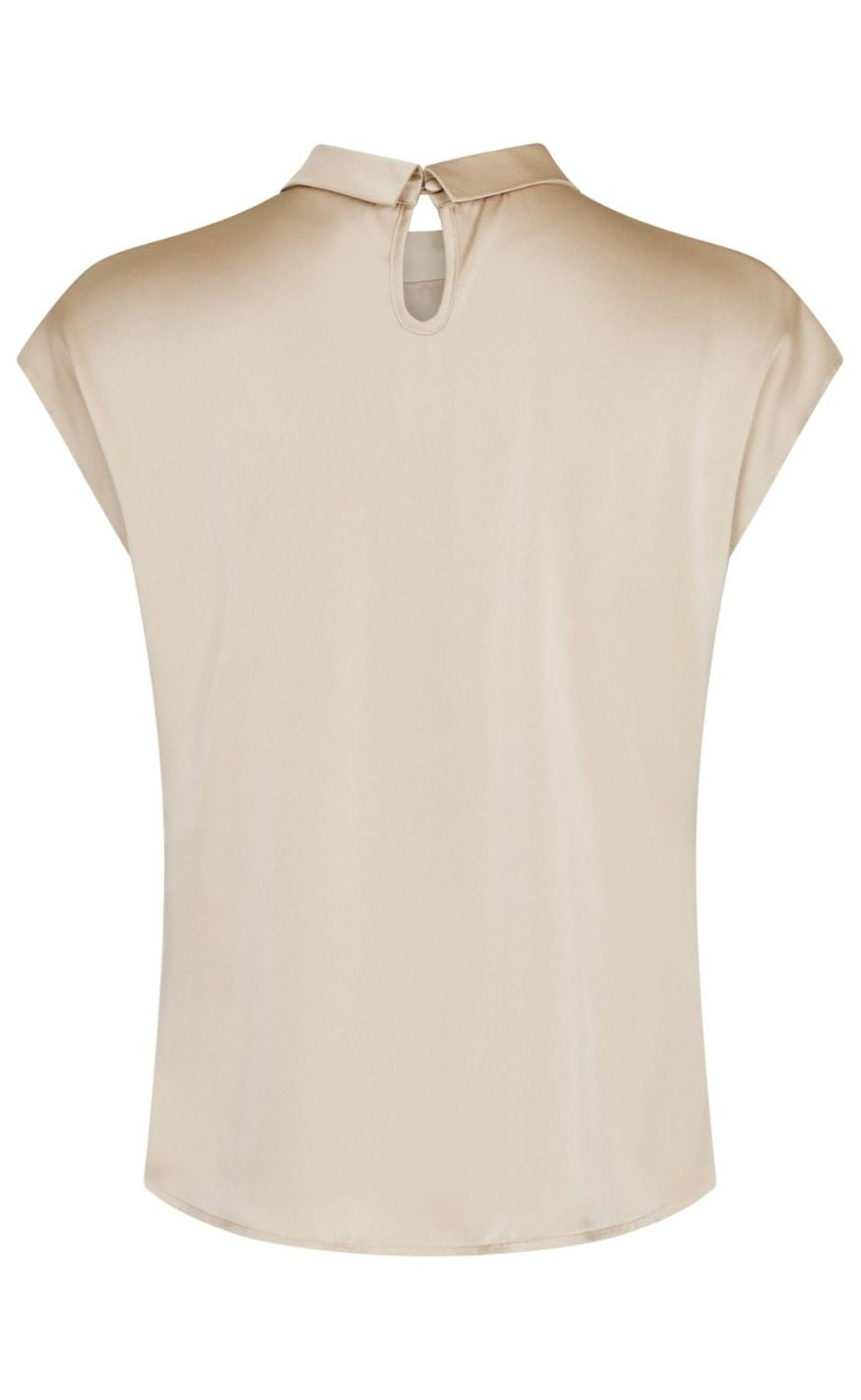 Neo Noir Top - Fleur Drapy Satin - Dark Sand