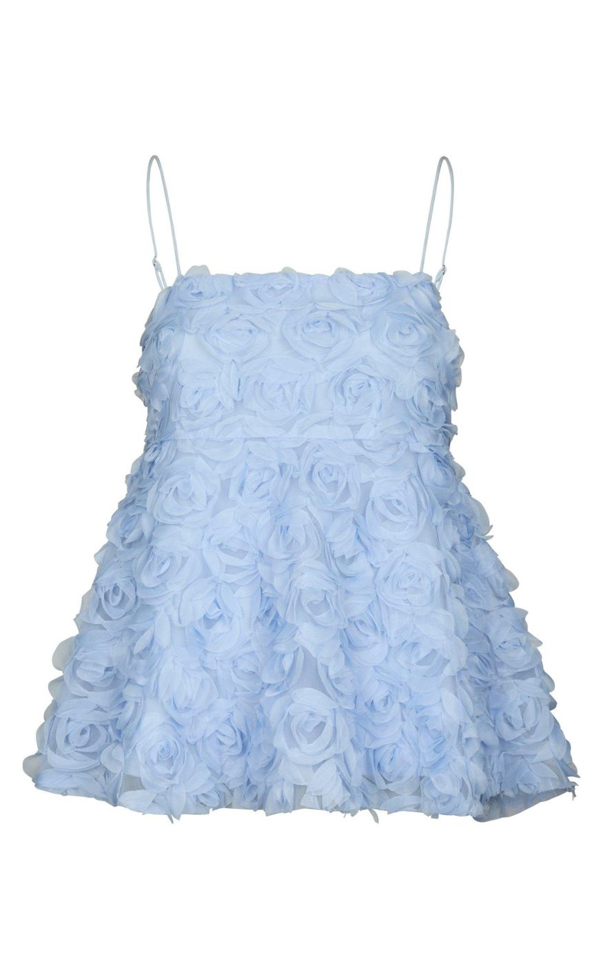 Neo Noir Top - Kenli Flower - Light Blue