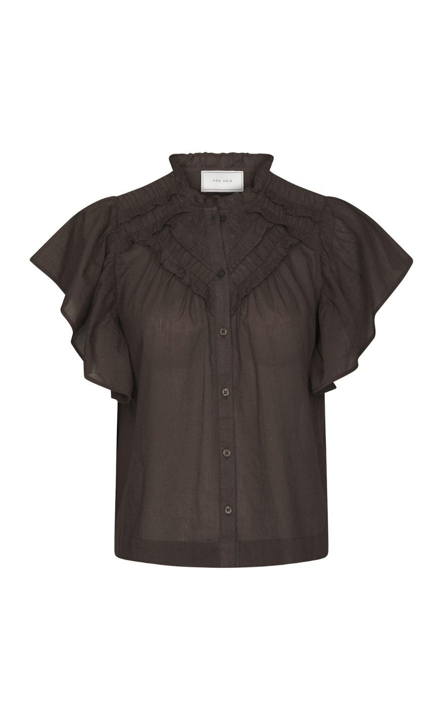 Neo Noir Top - Vinsa S Voile - Dark Brown