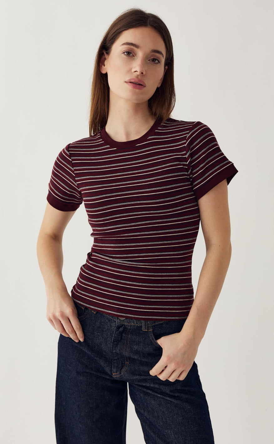 Noella Bluse - Mykel - Dizzy Burgundy Stripe