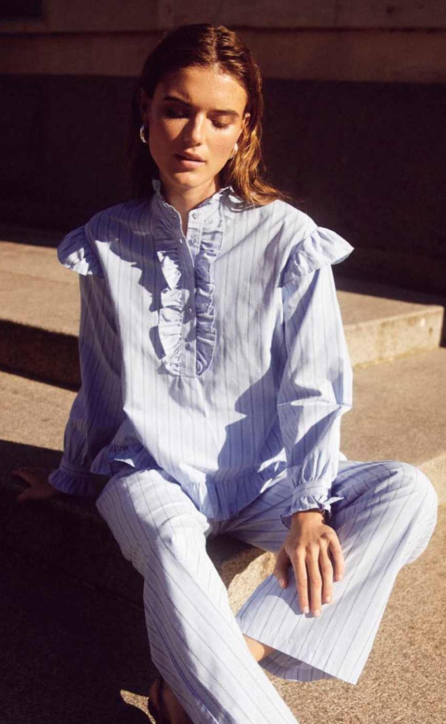 Noella Bluse - Sally - Light Blue Stripe