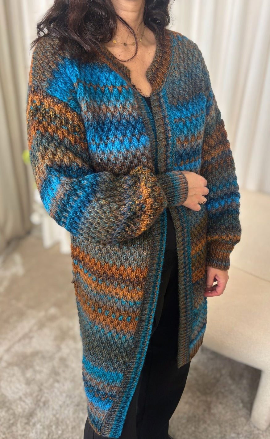 Noella Cardigan - Gio - Turquoise Brown Mix