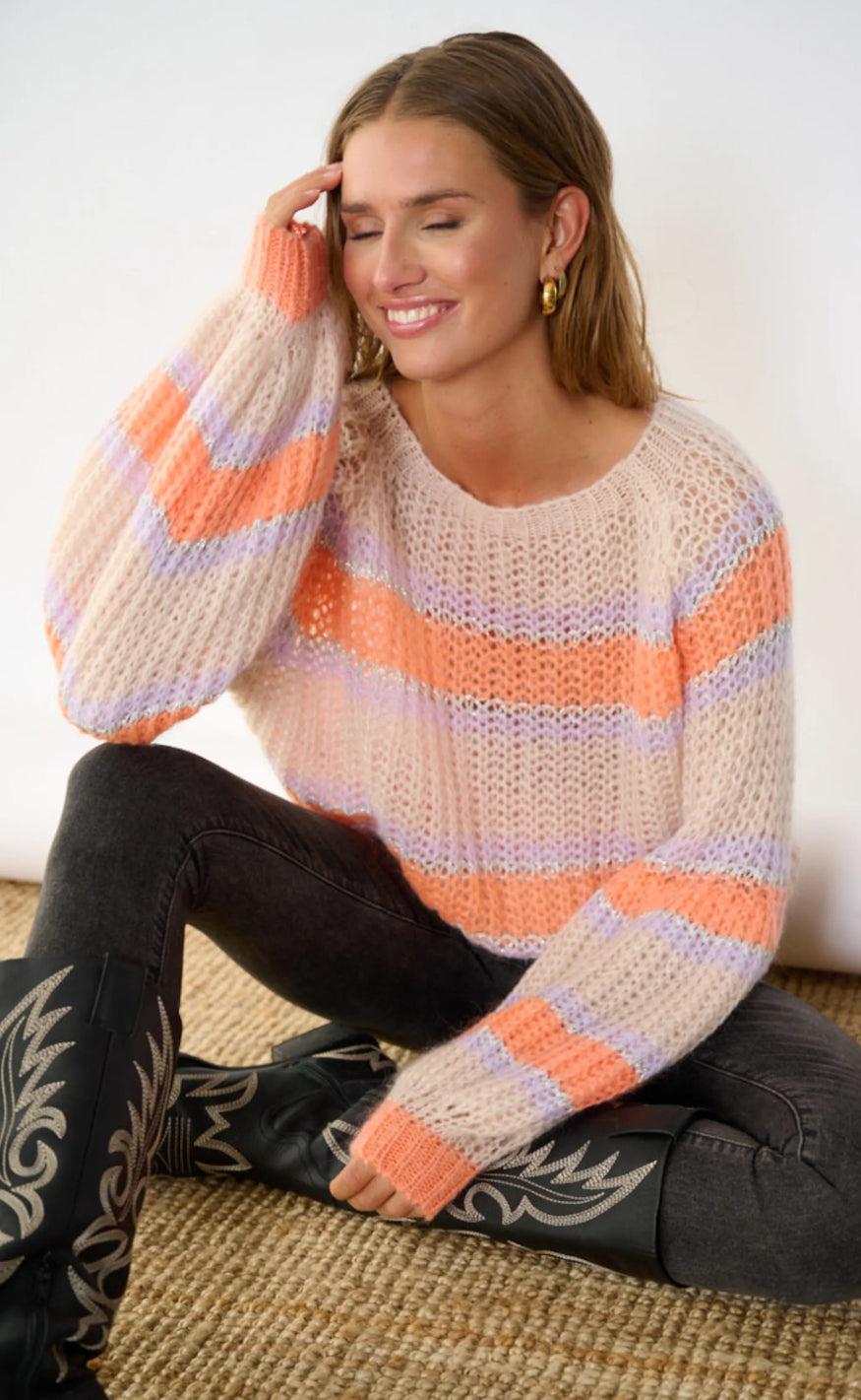 Noella Sweater - Pacific - Apricot/Lavender Mix