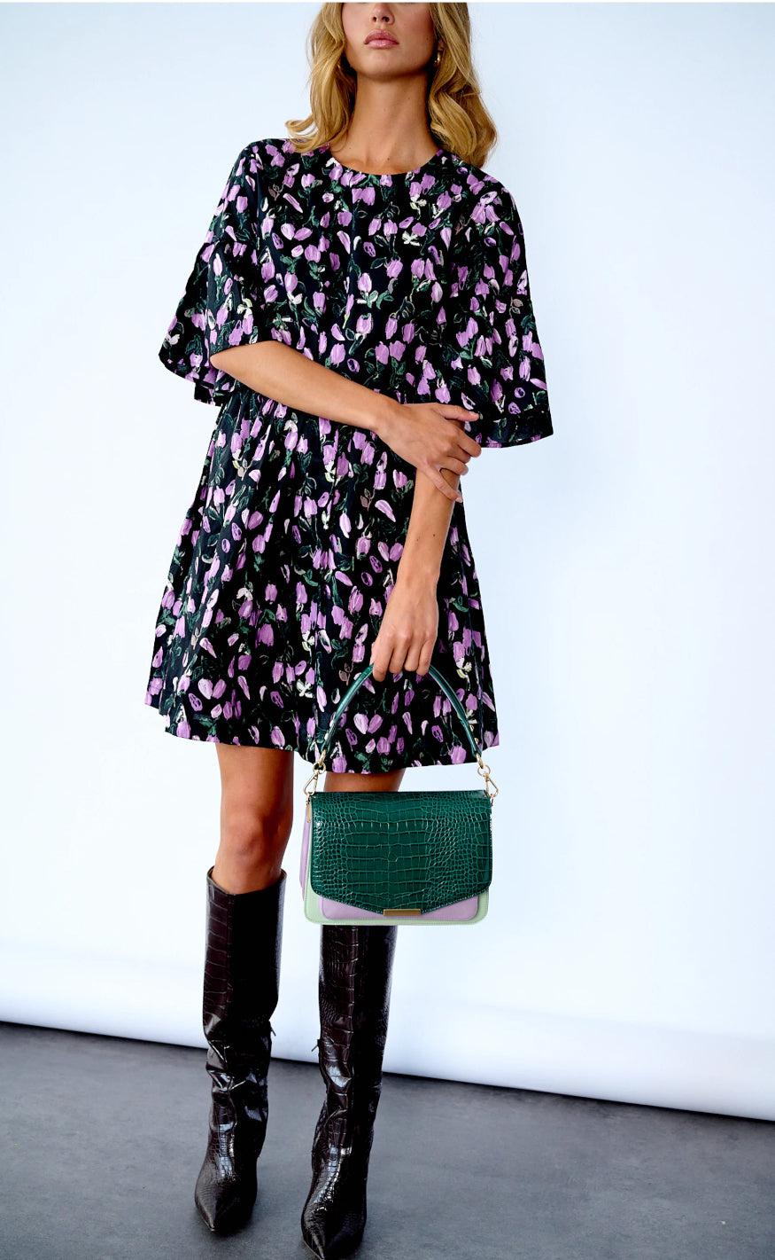 Noella Taske - Blanca Multi Compartment - Green Croco/Mint/Purple Mix