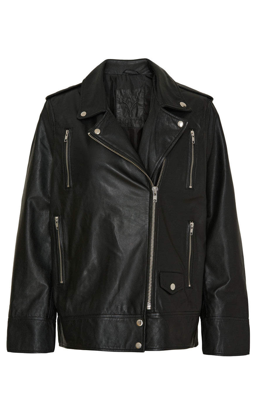 Notyz Jakke - Biker - Black w. Silver acc.