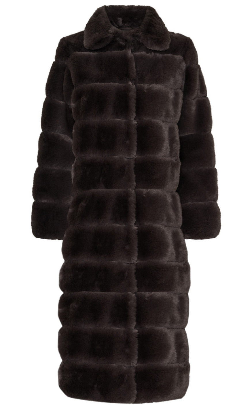 Notyz Jakke - Fake Fur Long - Chocolate