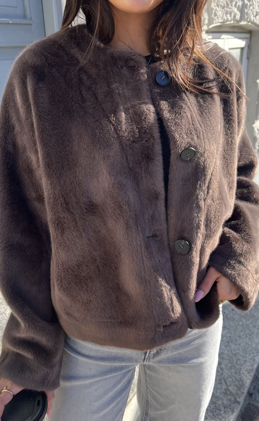 Notyz Jakke - Faux Fur - Dark Brown