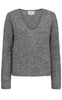 Nümph Pullover - Riette Rib V-Neck - Medium Grey Mel