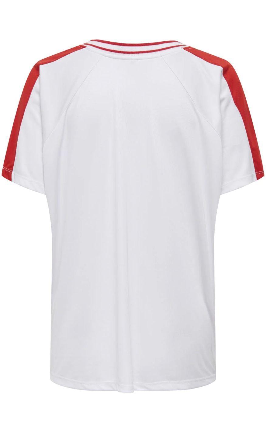 ONLY Bluse - Bella Sport V-Neck - Bright White/Move In Red