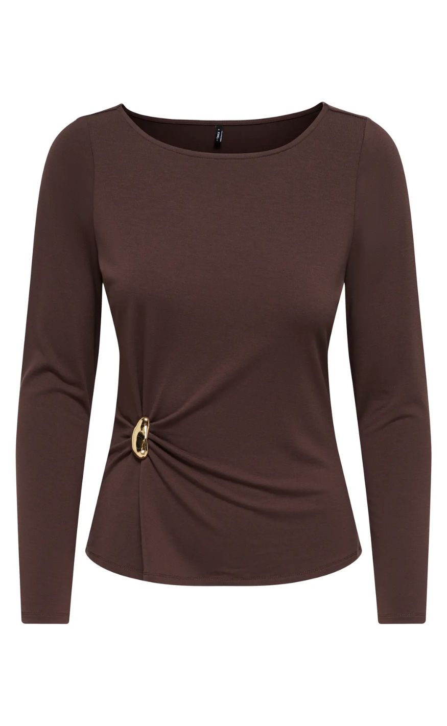 ONLY Bluse - Elena - Coffee Bean/Gold Charm