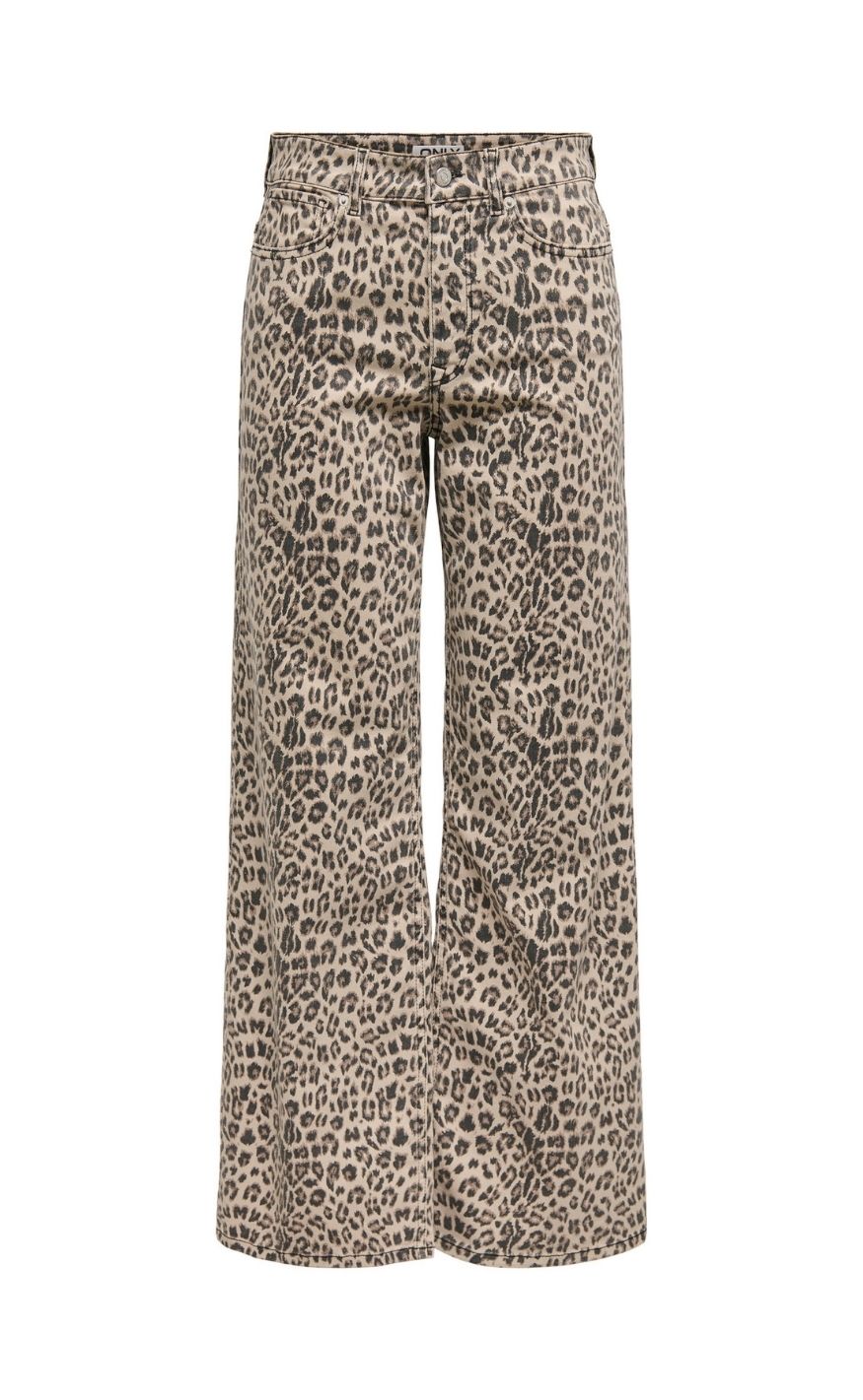 ONLY Bukser - Madison Blush Leo Wide - Washed Black Leo
