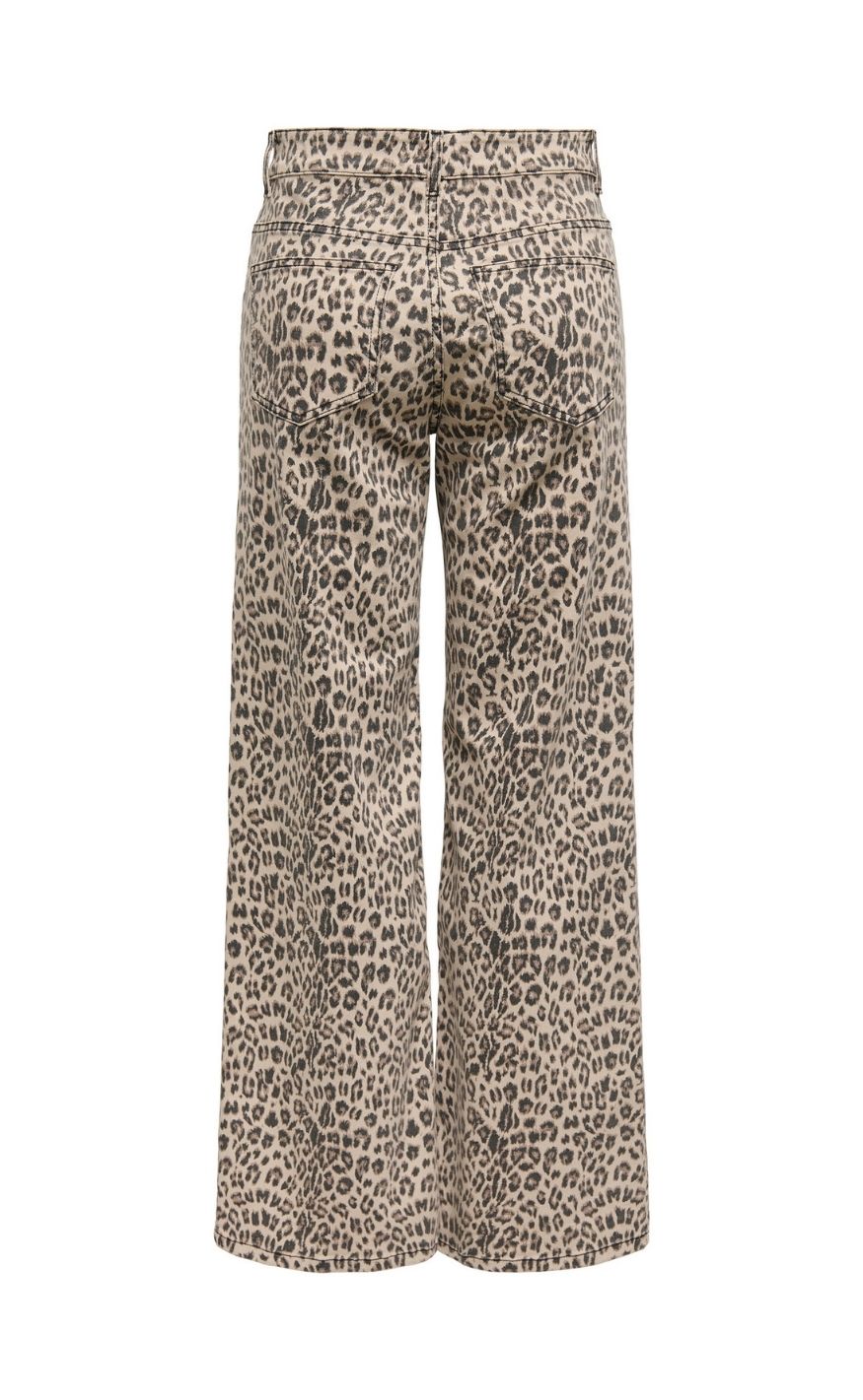 ONLY Bukser - Madison Blush Leo Wide - Washed Black Leo
