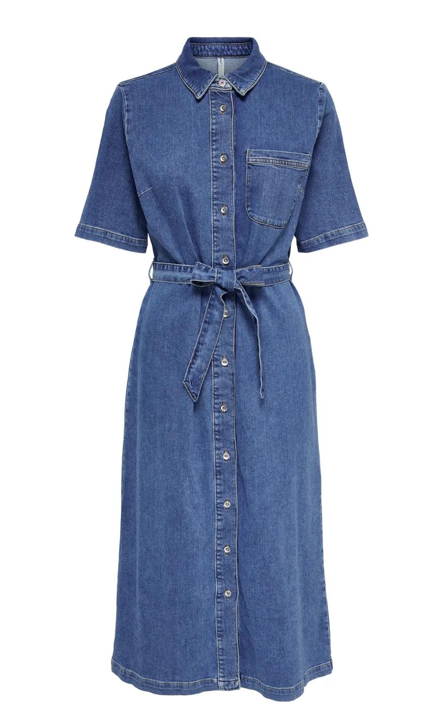 ONLY Kjole - Lana SS Long - Medium Blue Denim