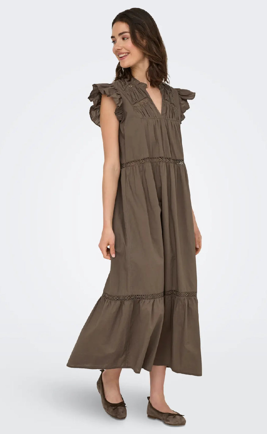 ONLY Kjole - Sunny Capsl Frill - Morel