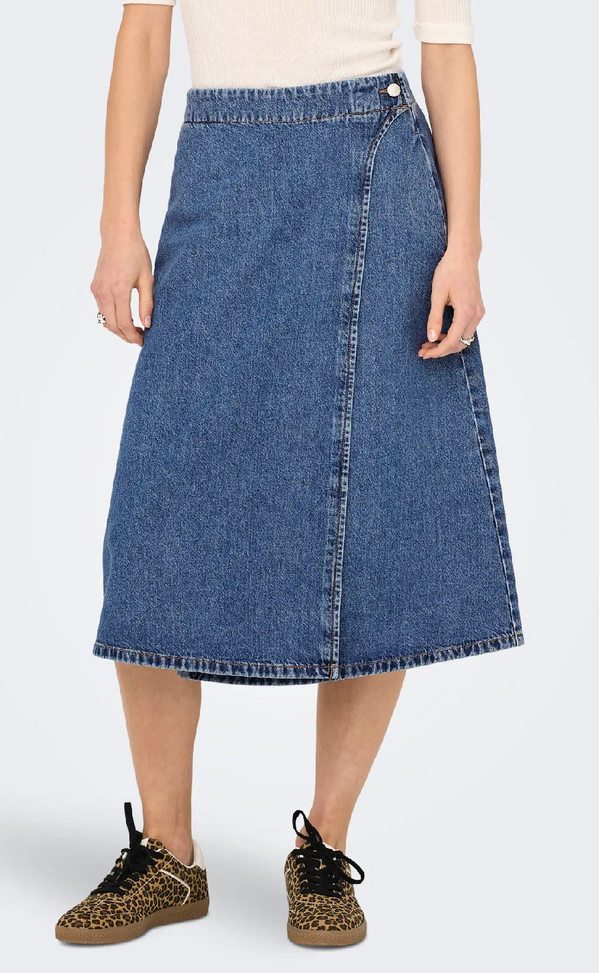 ONLY Nederdel - Thea Wrap Midi - Medium Blue Denim