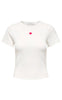 ONLY T-shirt - Elva June - Cloud Dancer/Red Heart