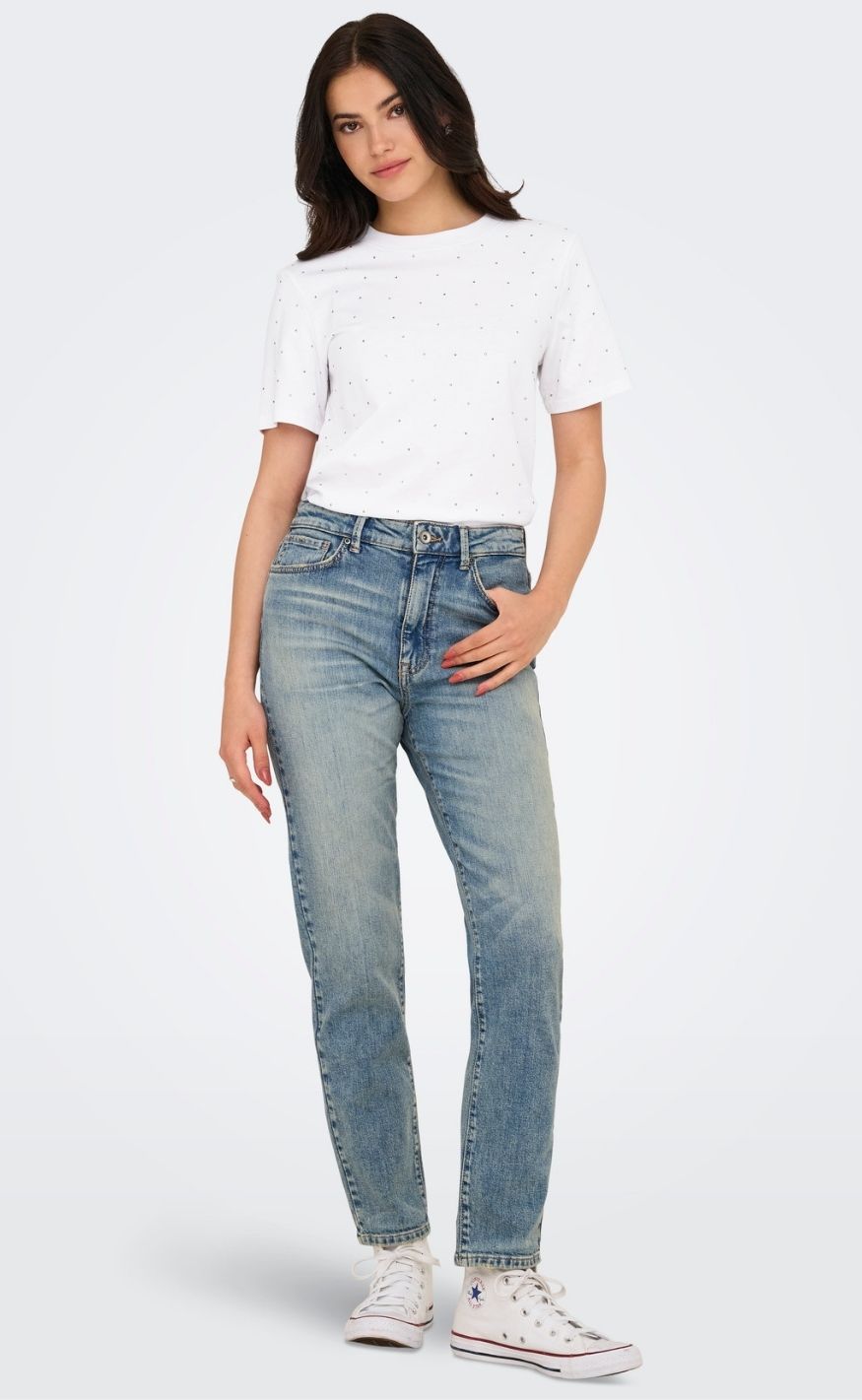 ONLY T-shirt - Monja Studs - White Studs