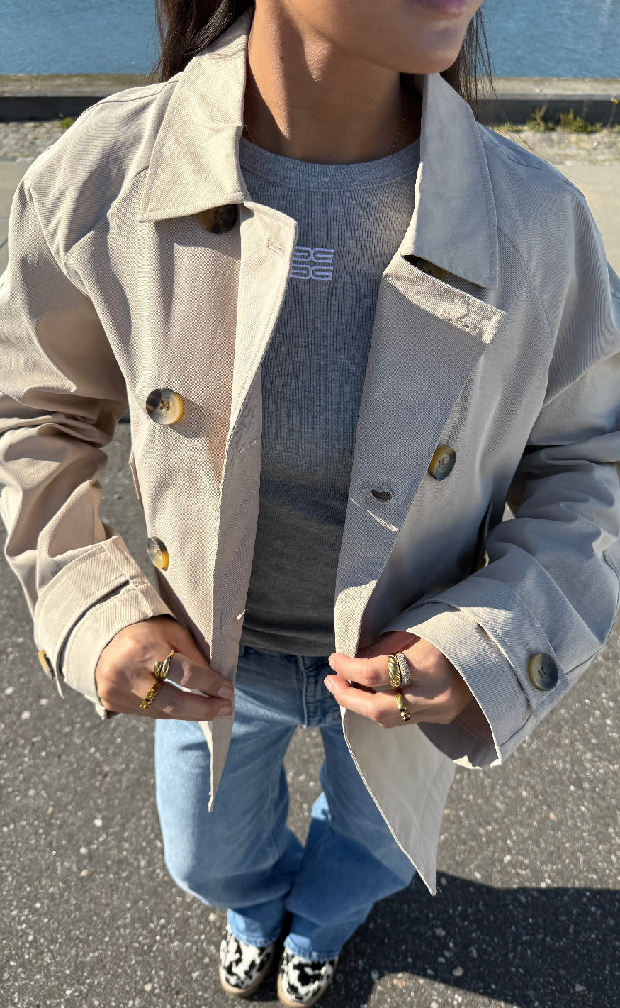 Gestuz Top - Drew Mel Logo - Grey Melange