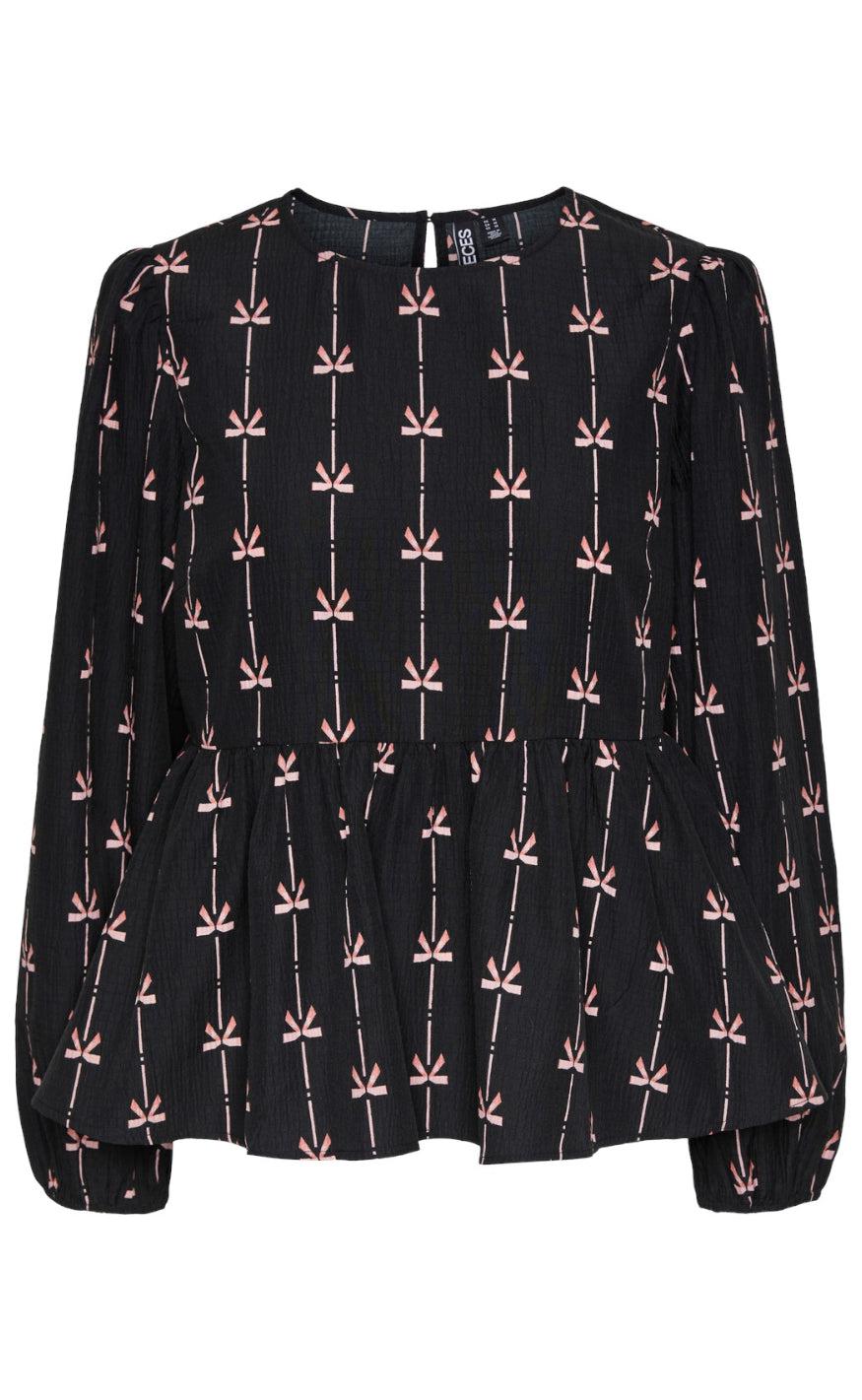 PIECES Bluse - Bow - Black Bows