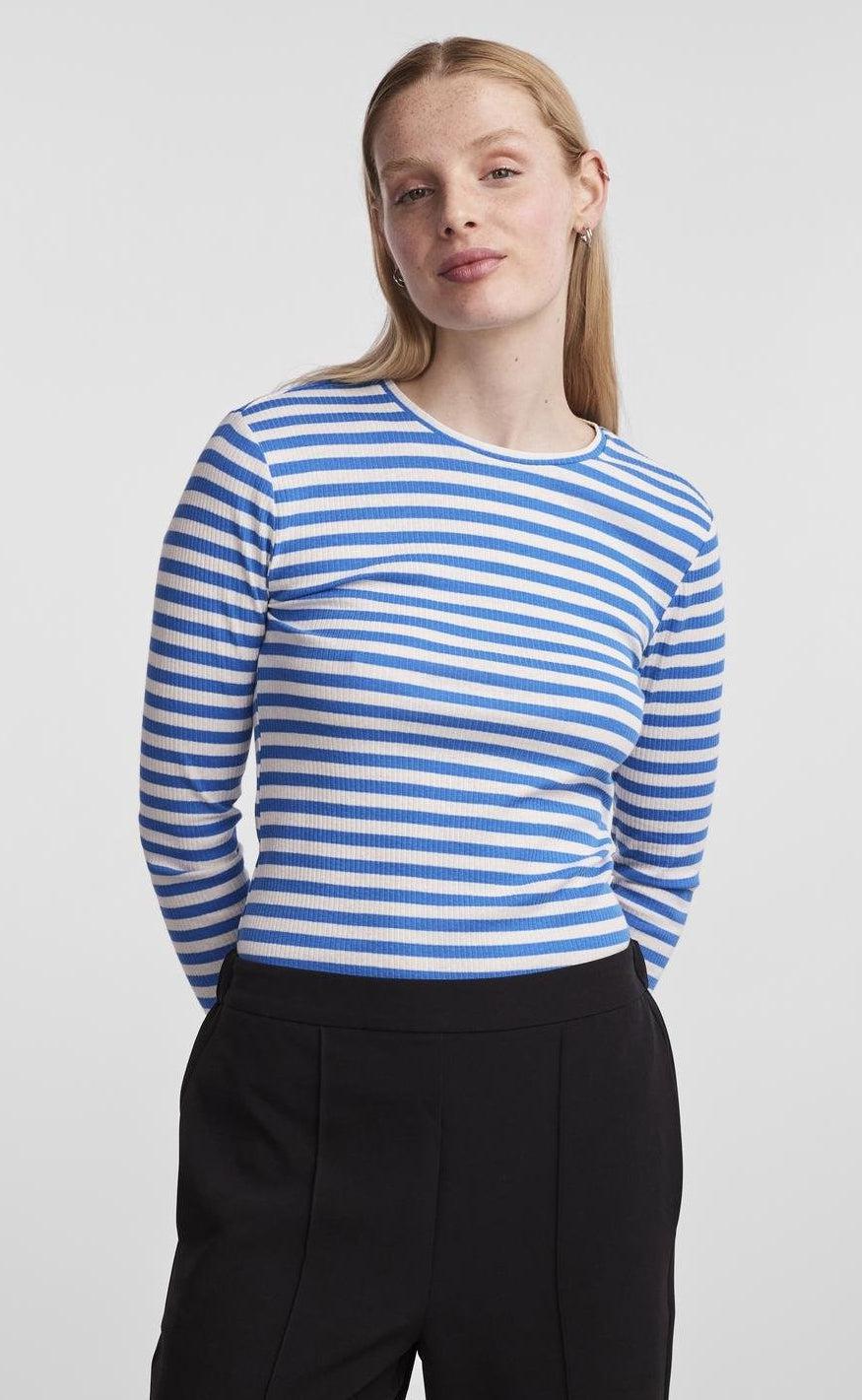 PIECES Bluse - Ruka - French Blue/Cloud Dancer