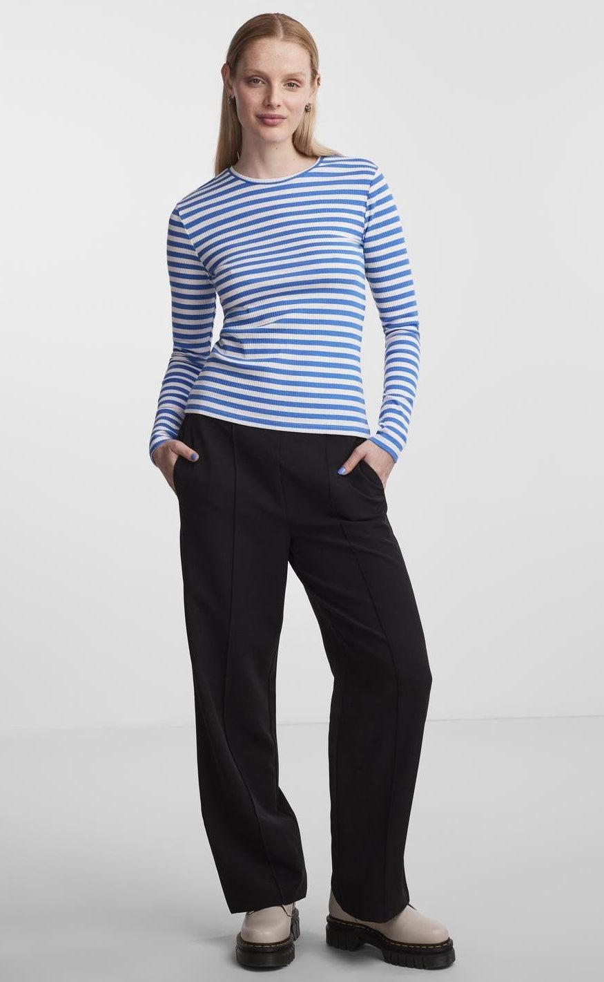 PIECES Bluse - Ruka - French Blue/Cloud Dancer