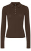 Pieces Bluse - Kitte LS Polo - Chicory Coffee