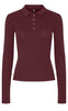 Pieces Bluse - Kitte LS Polo - Tawny Port