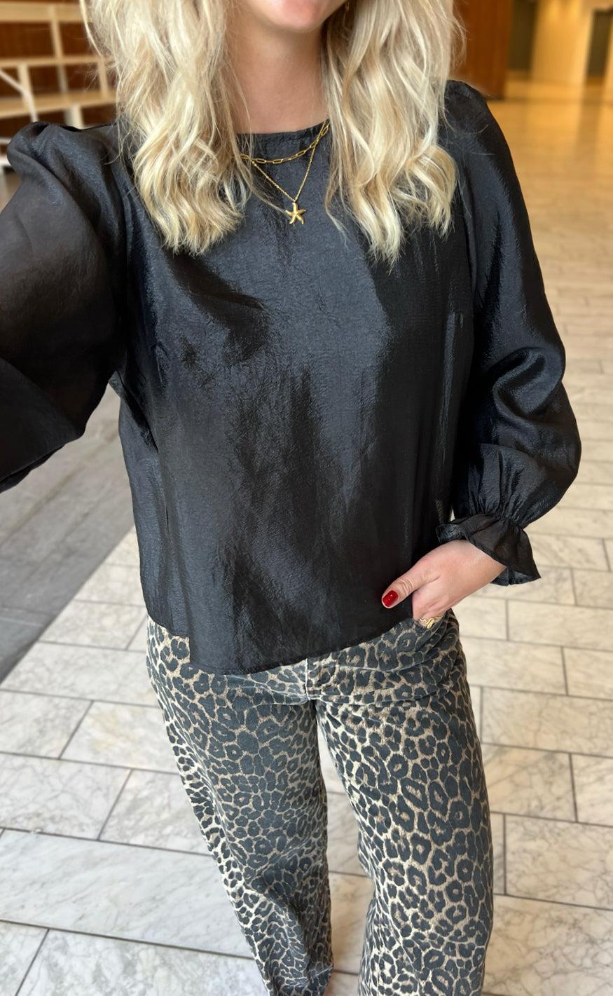 Pieces Bluse - Olina LS Reversible - Black