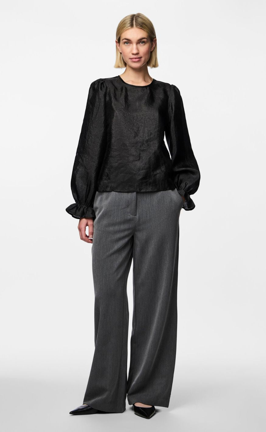 Pieces Bluse - Olina LS Reversible - Black