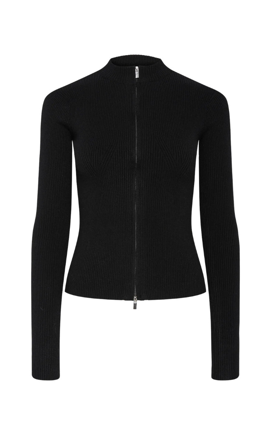 Pieces Cardigan - Crista Zip - Black
