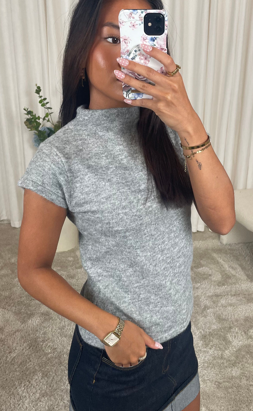 Pieces Top - Familla - Medium Grey Melange