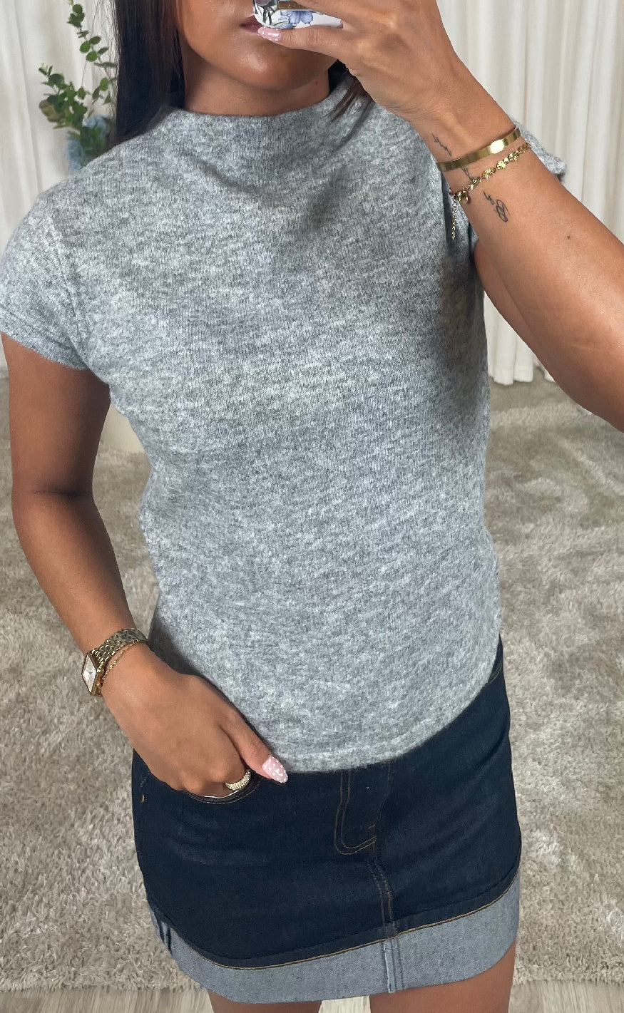Pieces Top - Familla - Medium Grey Melange