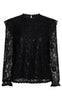 Pieces Top - Olline LS Lace Sequins - Black