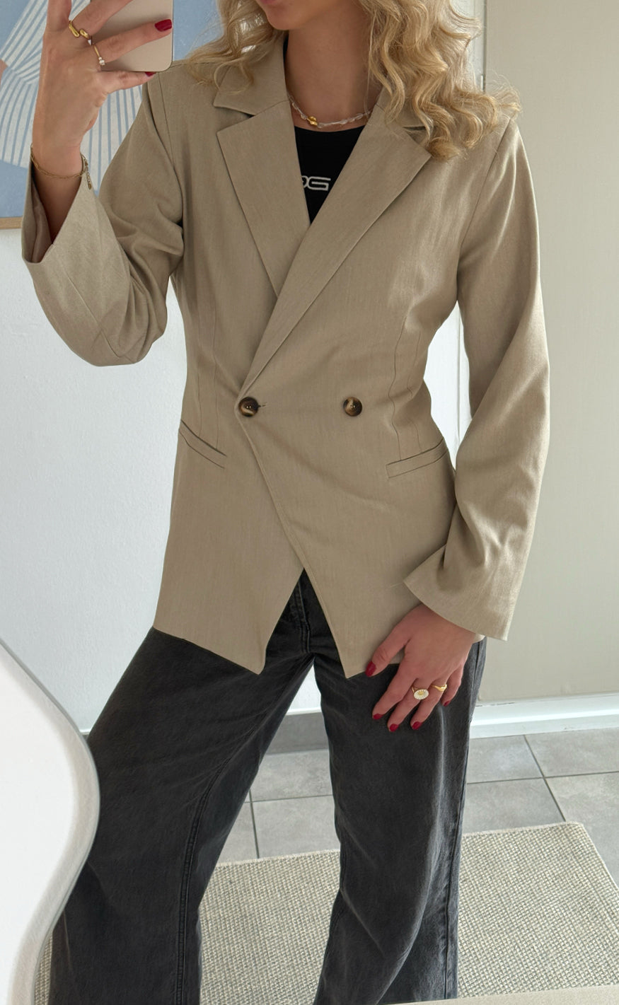 Say INA Copenhagen Blazer - Anne Asymmetrical - Sand
