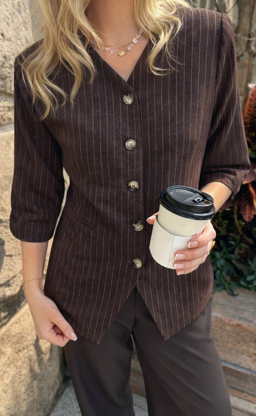Say INA Copenhagen Blazer - Bella Fitted - Brown Striped