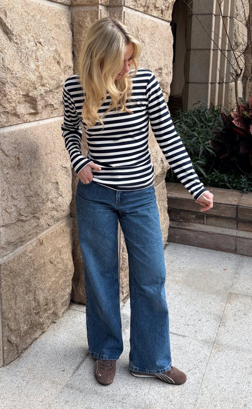 Say INA Copenhagen Bluse - Pamela LS - Navy Striped