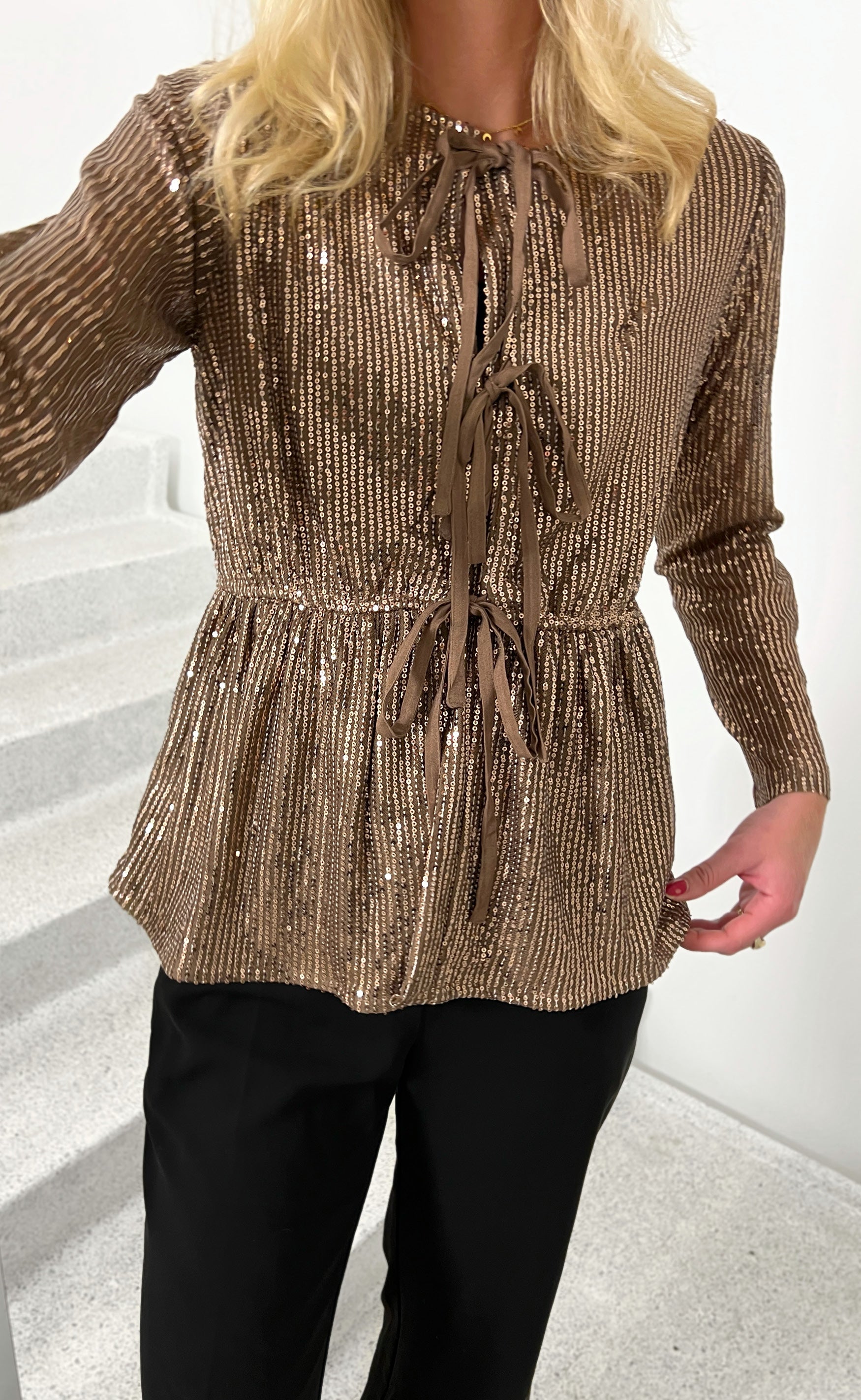 Say INA Copenhagen Bluse - Petra - Brown Sequin