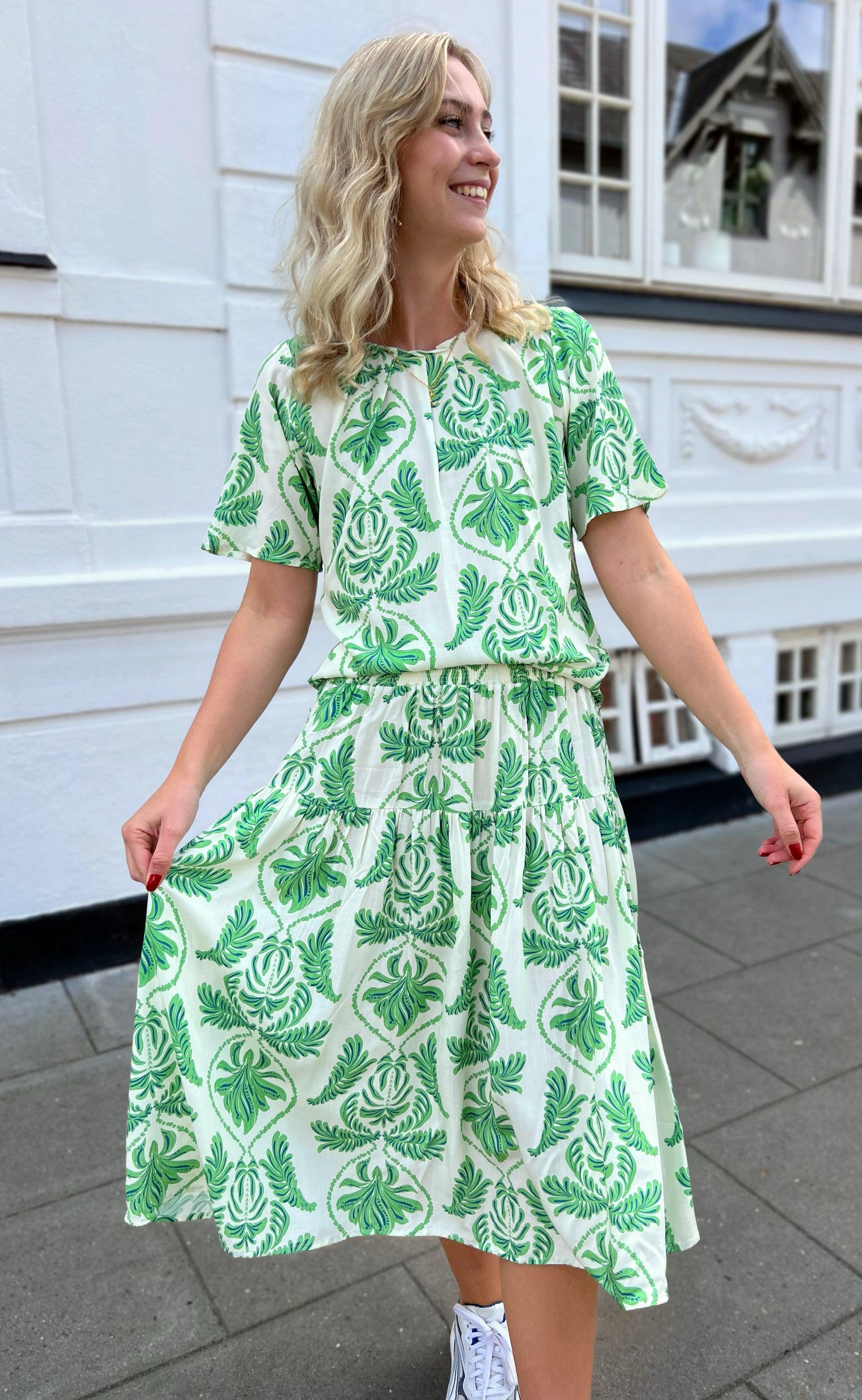 Say INA Copenhagen Bluse - Vicky - White/Green Paisley