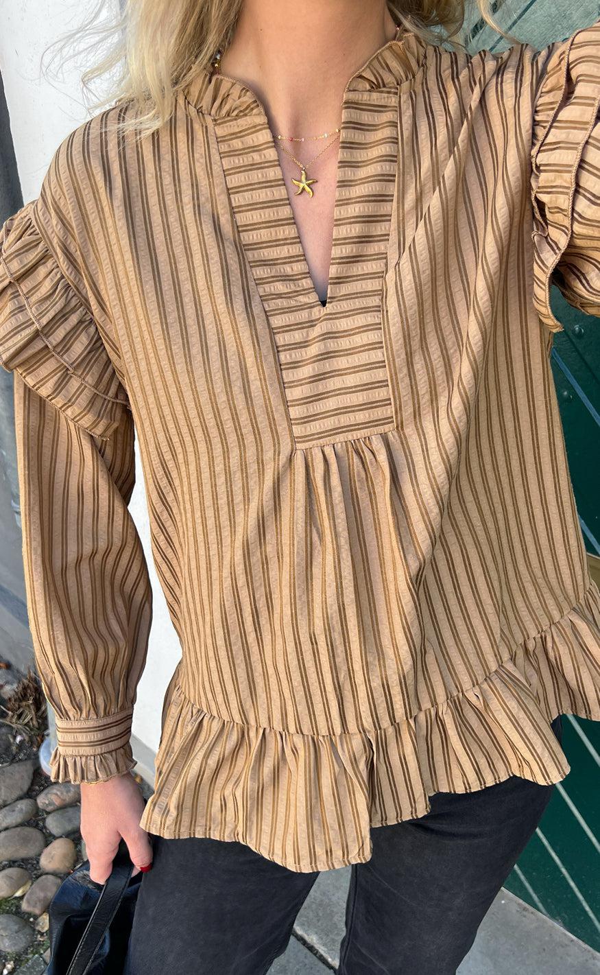 Say INA Copenhagen Bluse - Wilja - Brown Striped