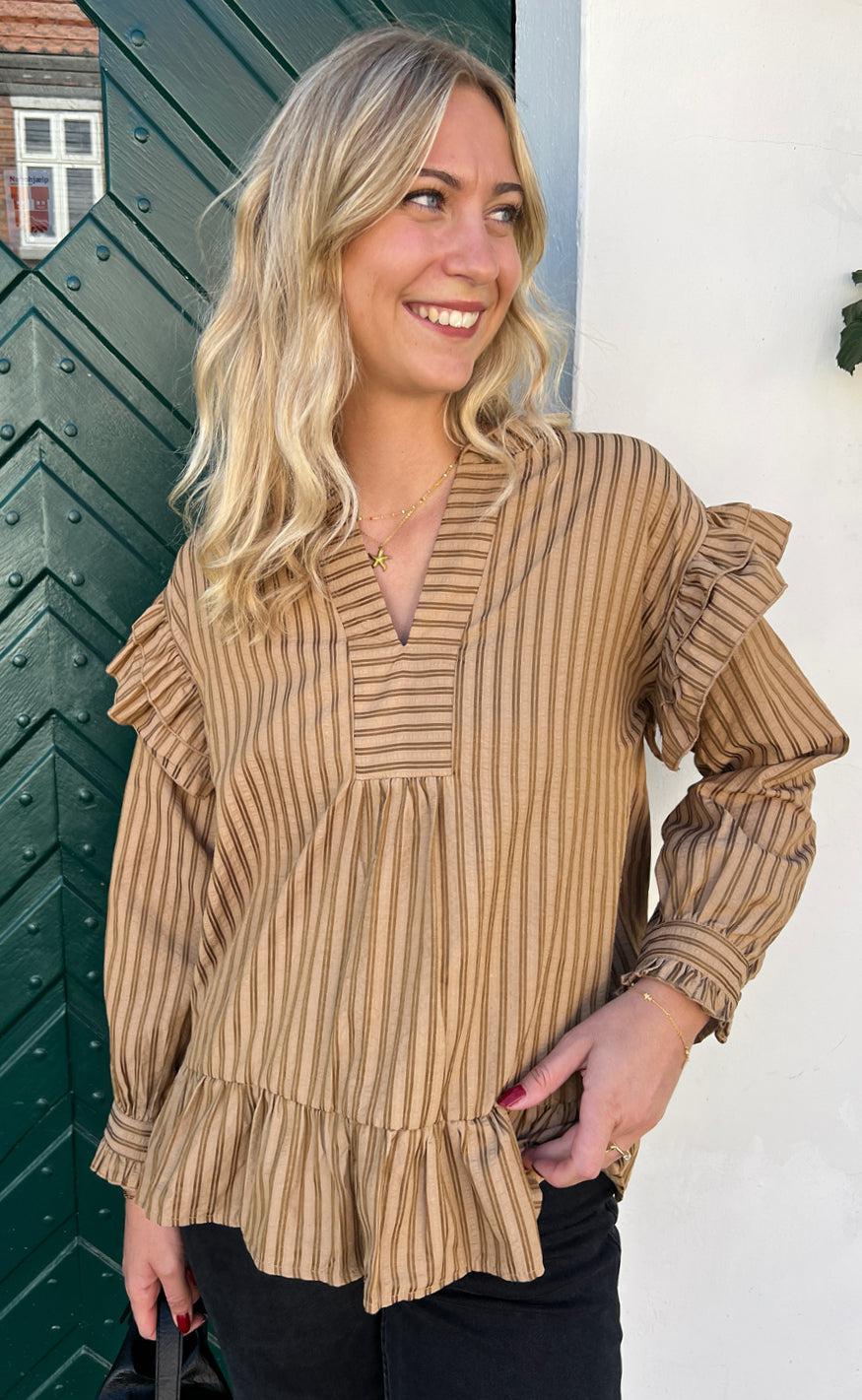 Say INA Copenhagen Bluse - Wilja - Brown Striped