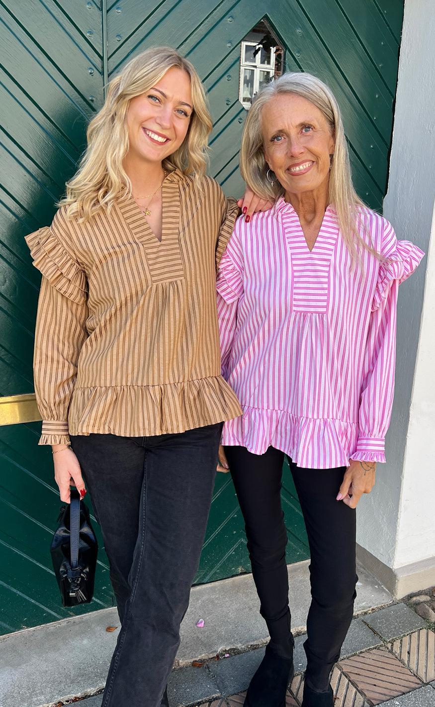 Say INA Copenhagen Bluse - Wilja - Brown Striped
