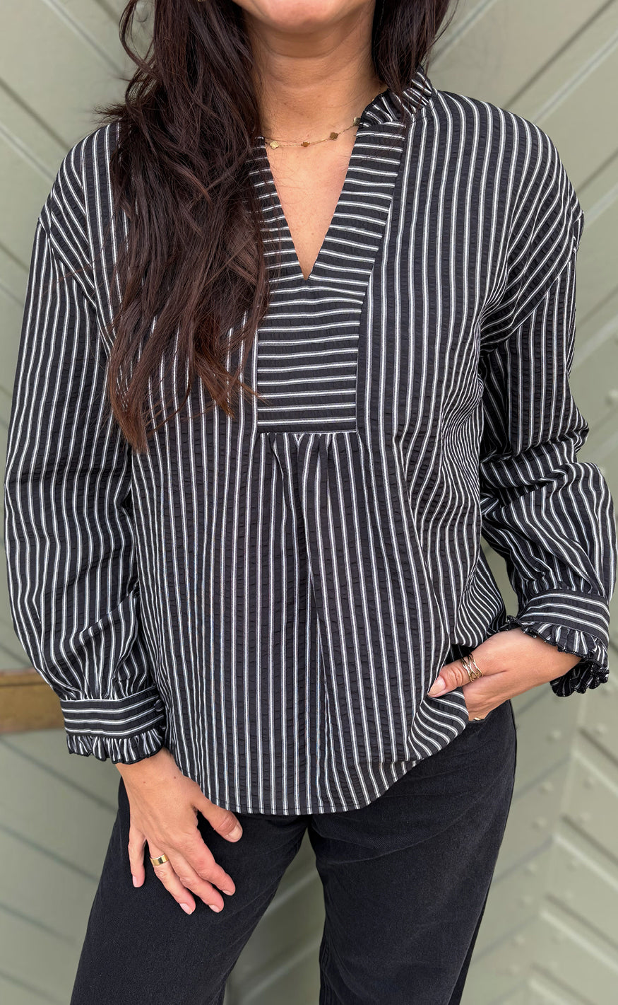 Say INA Copenhagen Bluse - Winnie LS - Black Striped