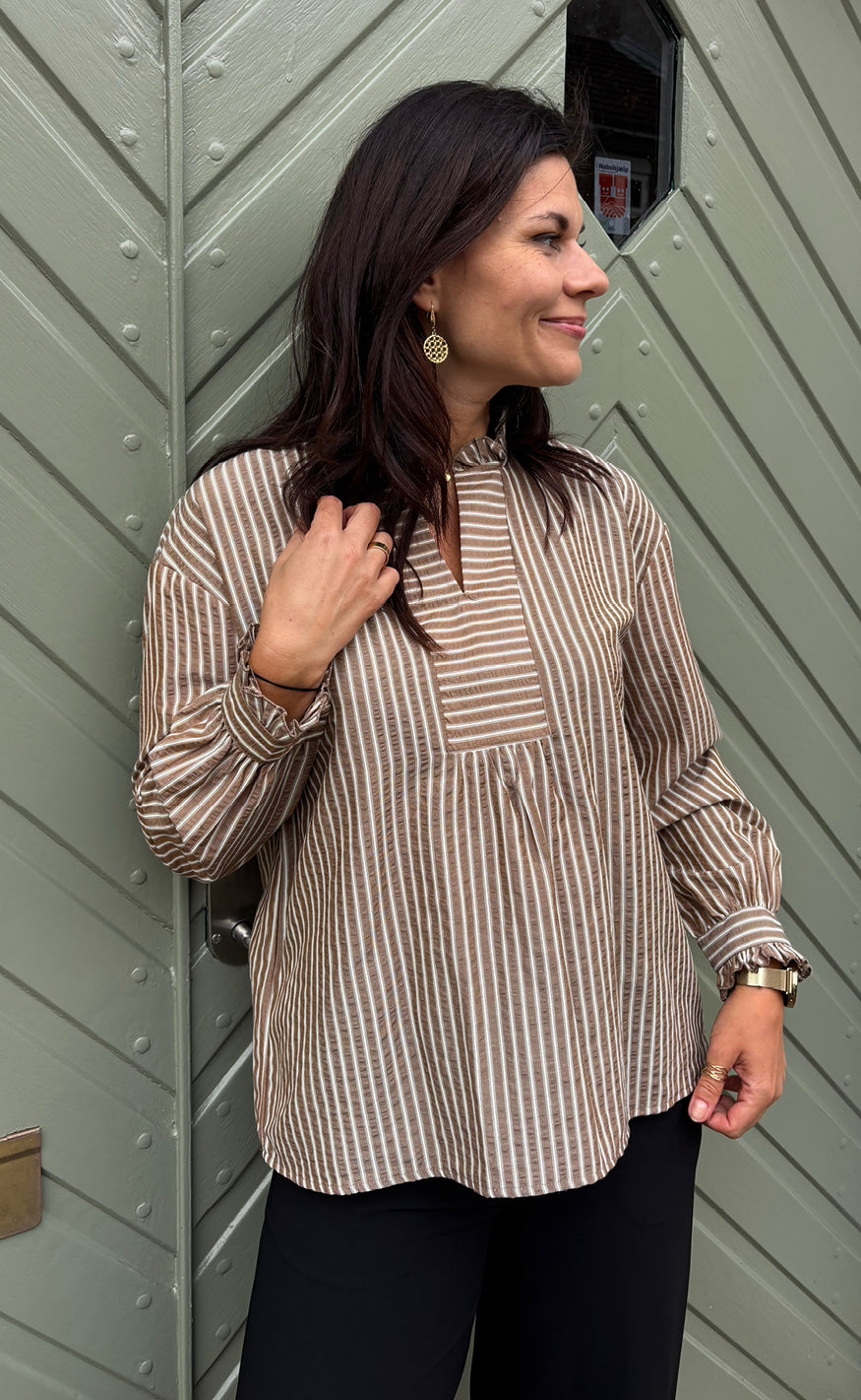 Say INA Copenhagen Bluse - Winnie LS - Brown Striped