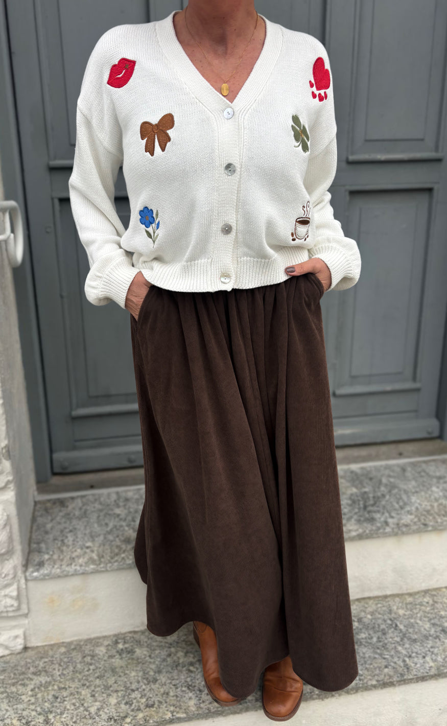 Say INA Copenhagen Cardigan - Tami Embroidery - Off White W. Embroidery