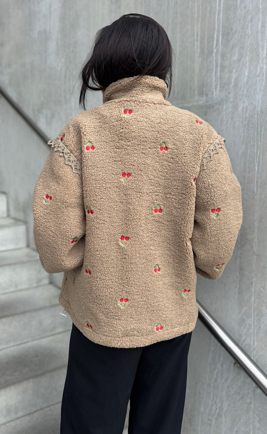 Say INA Copenhagen Fleece Jakke - Fia - Taupe W. Cherry