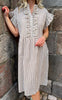 Say INA Copenhagen Kjole - Amelia - White/Brown Striped