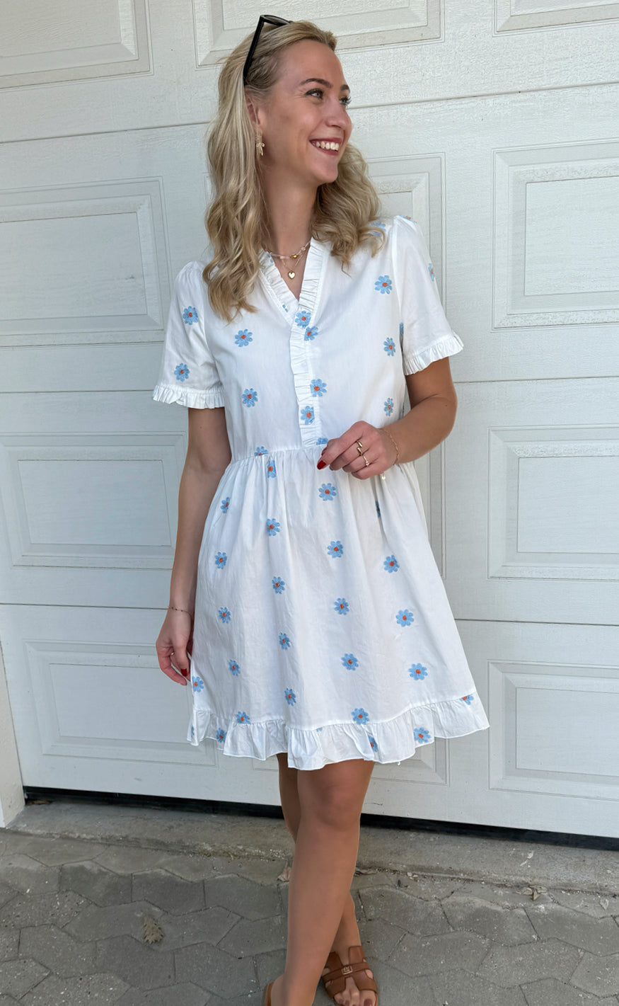Say INA Copenhagen Kjole - Catja Summer - Blue Flower Embroidery