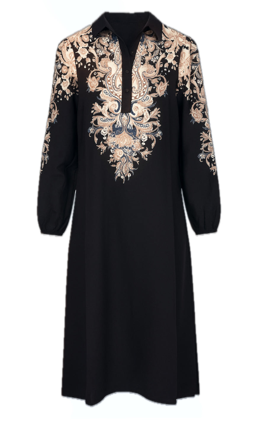 Say INA Copenhagen Kjole - Celeste LS - Black W. Paisley